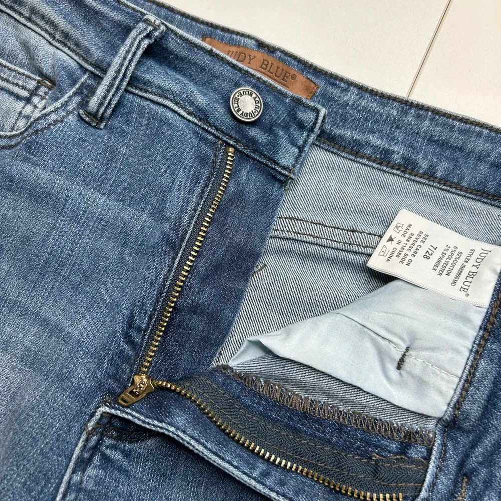 Judy Blue Wide Leg Crop Jeans Women’s 7/28 Medium Wash Braided Side 30x23.5 - Picture 7 of 14